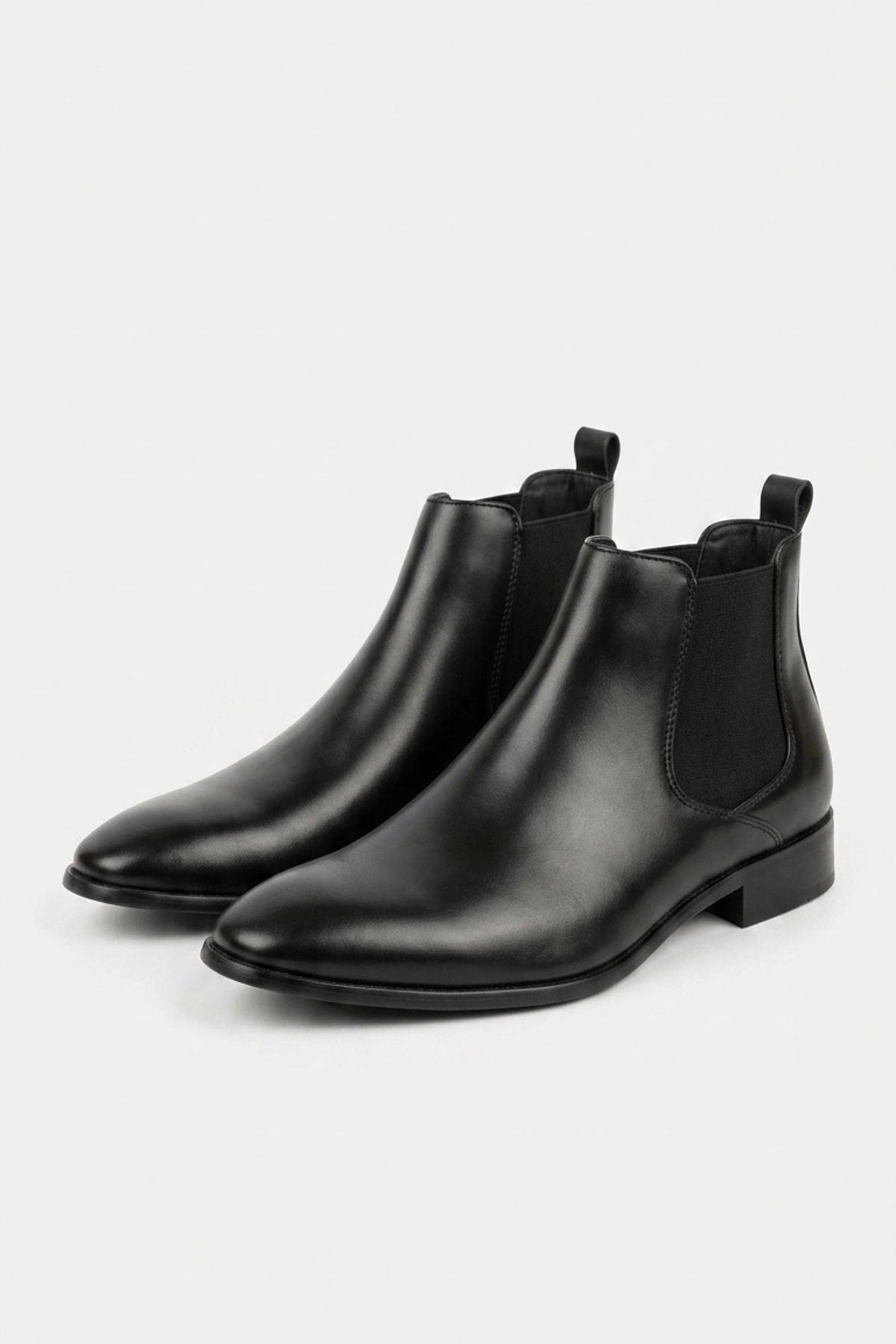 Men’s Comfortable Leather Chelsea Boots Rounded Toe Low Heel