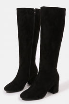 Women's Winter Block Heel Suede Knee High Boots