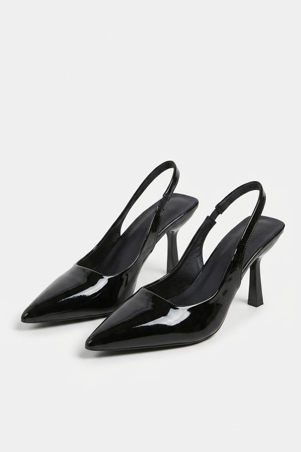 Women’s Stylish Black Slingback Heels Pointed Toe