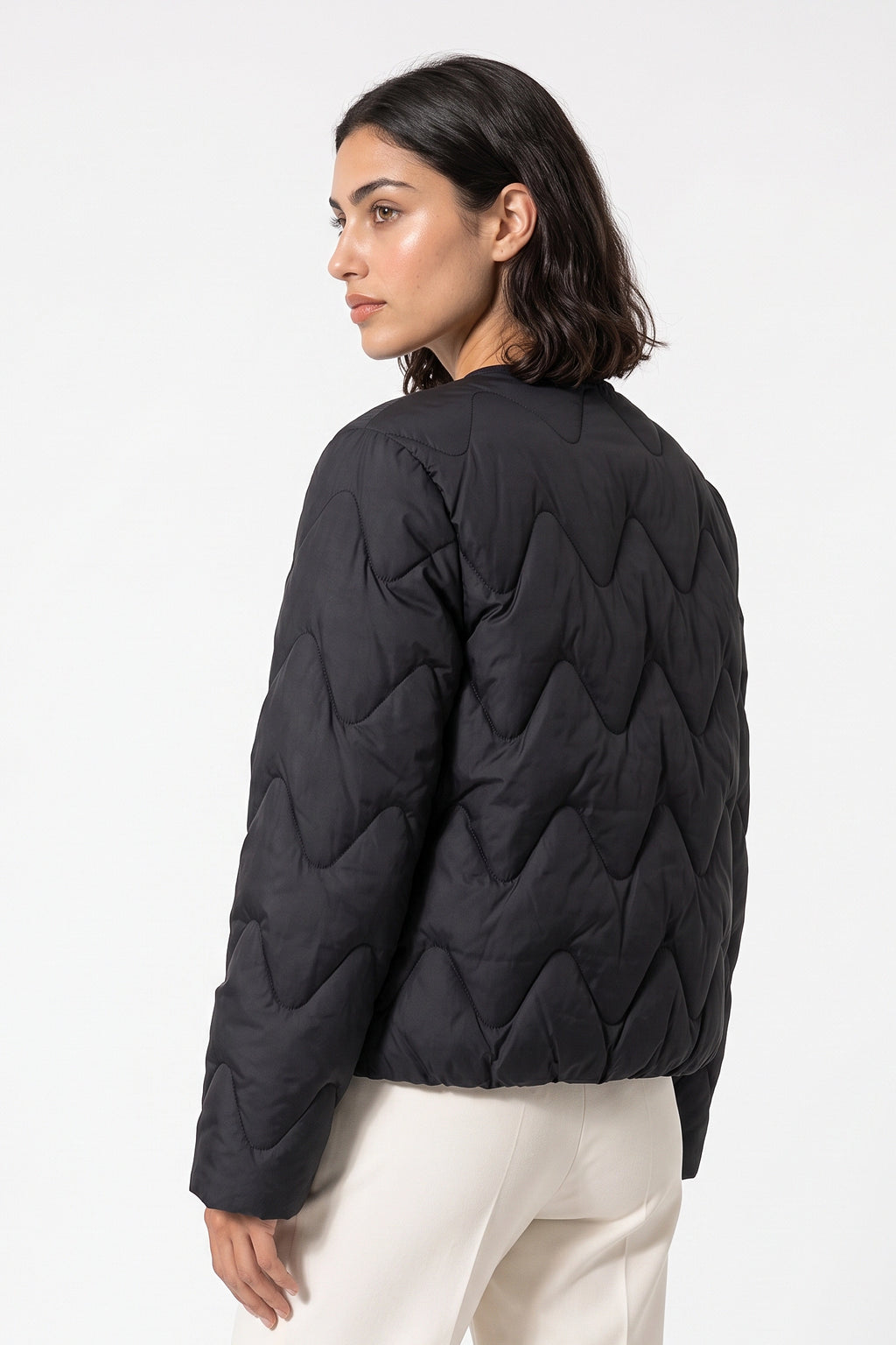 Women's Winter Warm Oversized Wavy Quilted Puffer Jacket