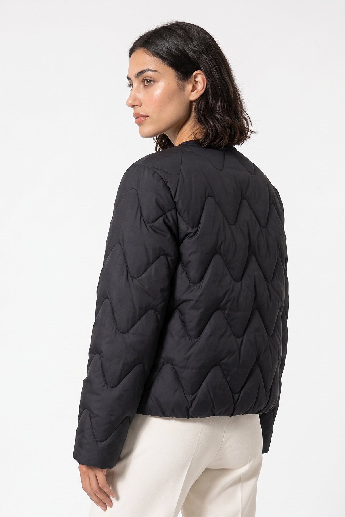 Women's Winter Warm Oversized Wavy Quilted Puffer Jacket
