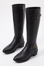Women’s Winter Knee High Boots with Side Zip and Buckle