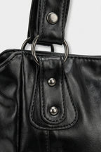 Women's Large Capacity Leather Shoulder Bag with Buckle Handle