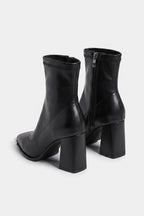 Women's Winter Block Heel Pointed Toe Leather Ankle Boots