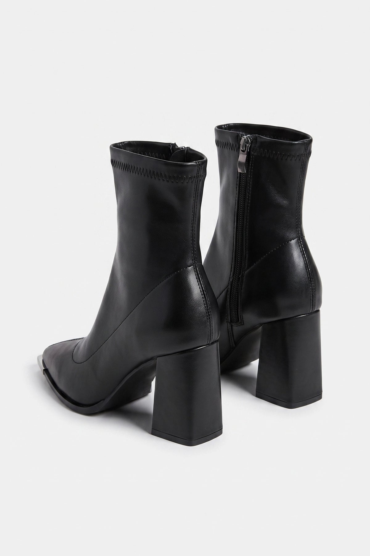 Women's Winter Block Heel Pointed Toe Leather Ankle Boots
