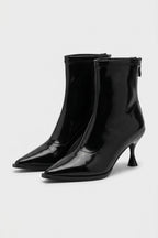 Women’s Pointed Toe High Heeled Ankle Boots with Back Zip
