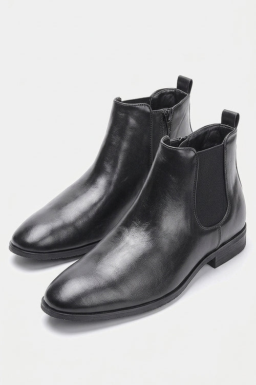 Men's Comfortable Leather Chelsea Boots with Side Zip