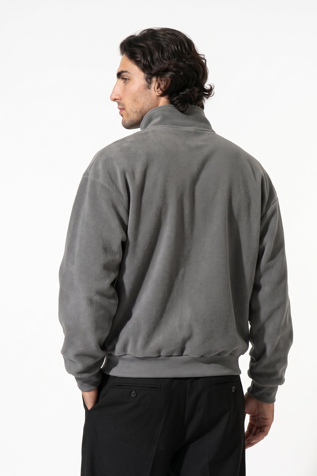 Men’s Winter Warm Fleece Cardigan Stand Collar Full Zip