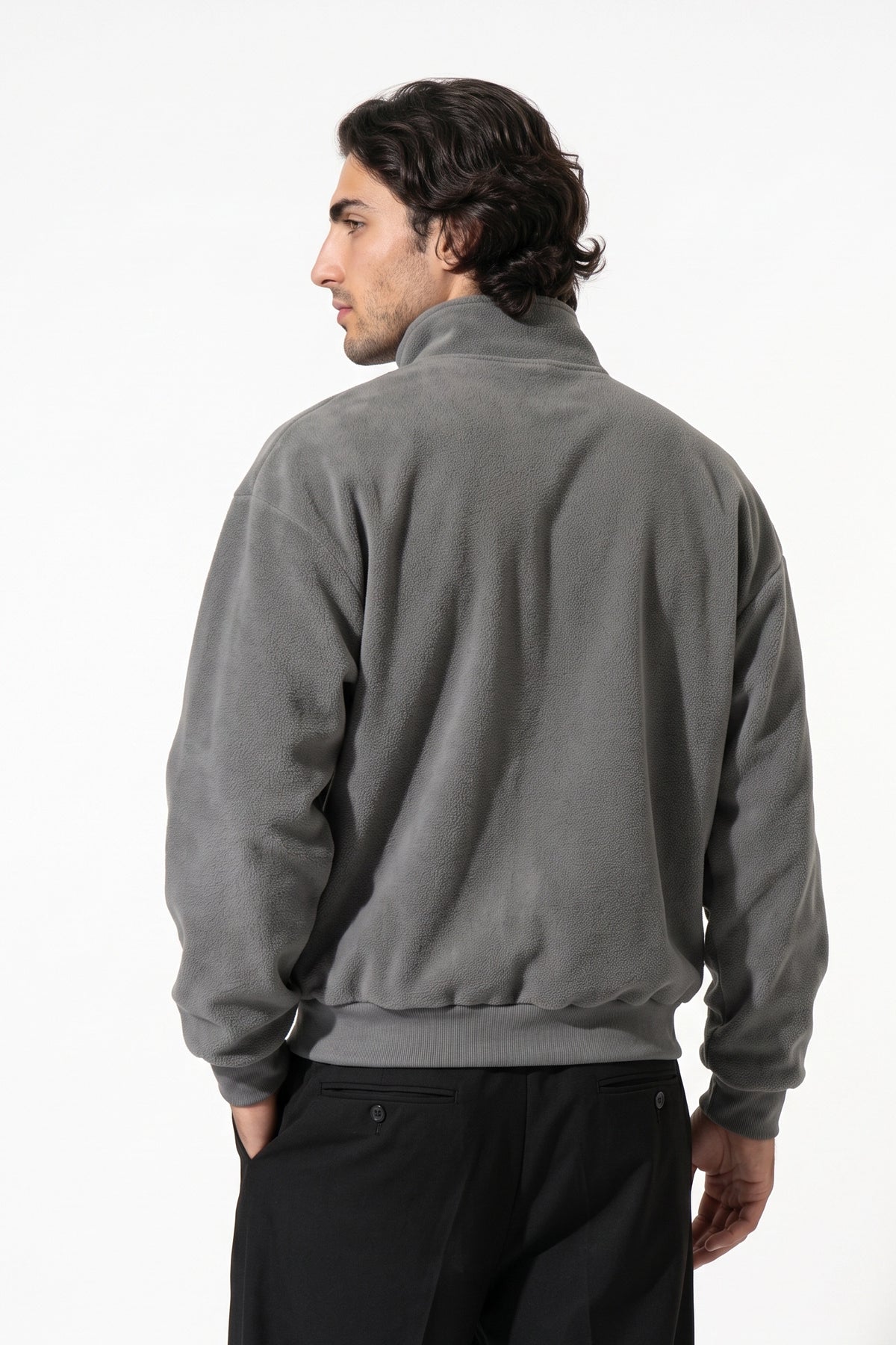 Men’s Winter Warm Fleece Cardigan Stand Collar Full Zip