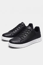 Men's Comfortable Leather Trainers with Low Top and Lace Up