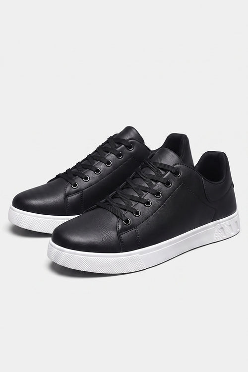 Men's Comfortable Leather Trainers with Low Top and Lace Up