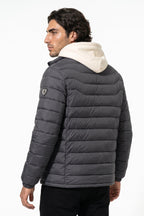 Men’s Winter Warm Stand Collar Puffer Jacket with Zip Pockets