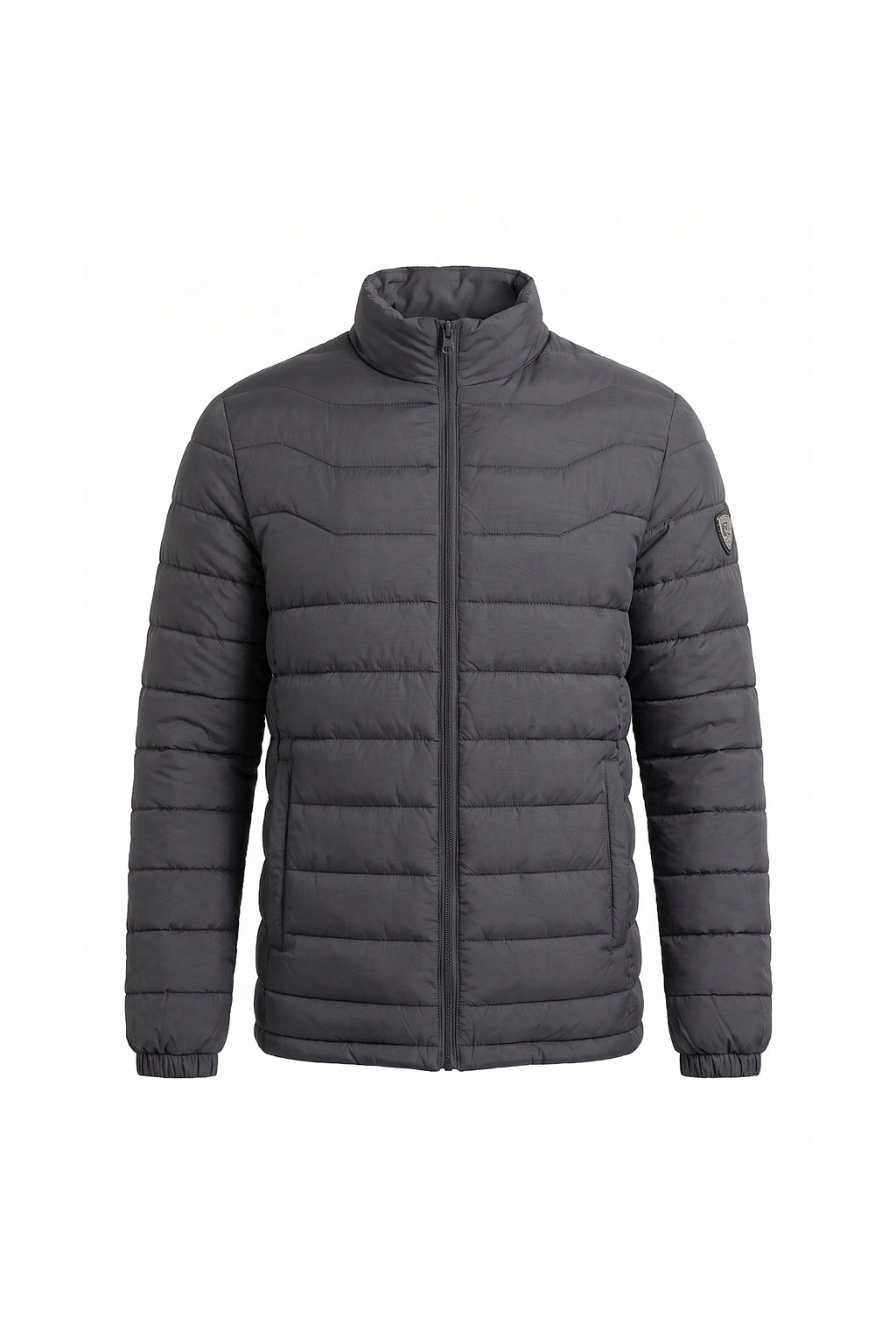 Men’s Winter Warm Stand Collar Puffer Jacket with Zip Pockets