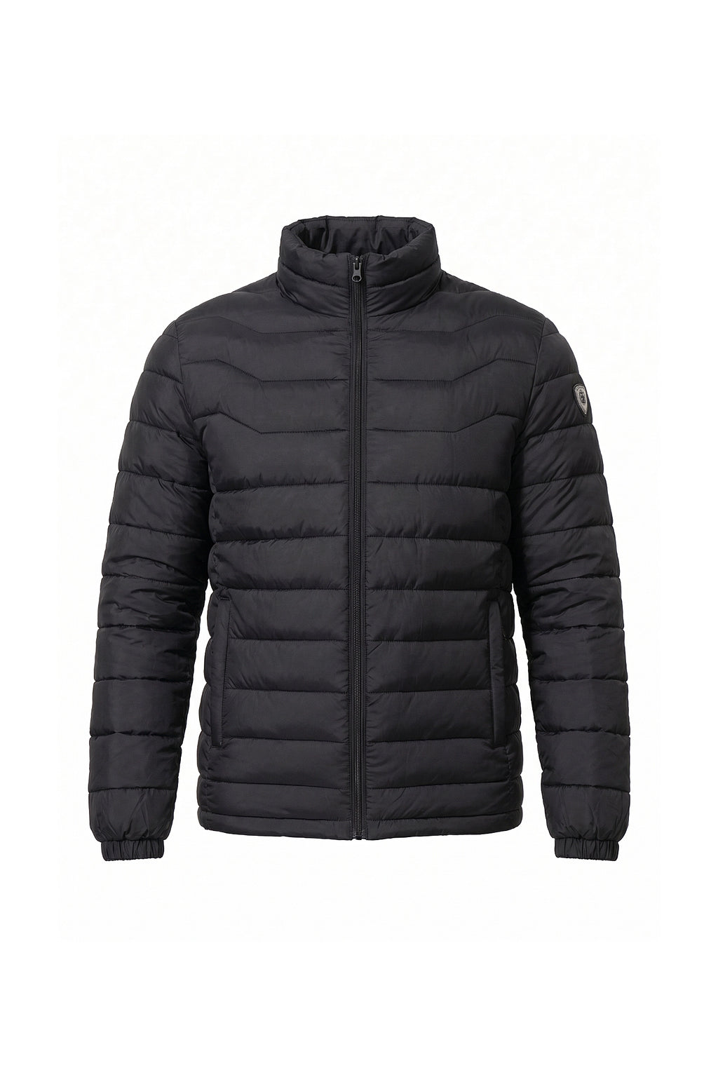 Men’s Winter Warm Stand Collar Puffer Jacket with Zip Pockets
