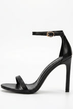 Caurelle | Women’s Open Toe Black High Heels Cut-Out Evening Elegance