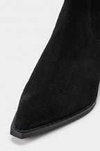 Women’s Warm Suede Pointed Toe Western Ankle Boots with Back Zip