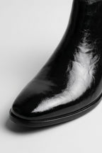 Men’s Easy Wear Glossy Leather Chelsea Boots with Low Heel