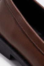 Women's Polished Brown Loafers Classic Leather with Gold Horsebit