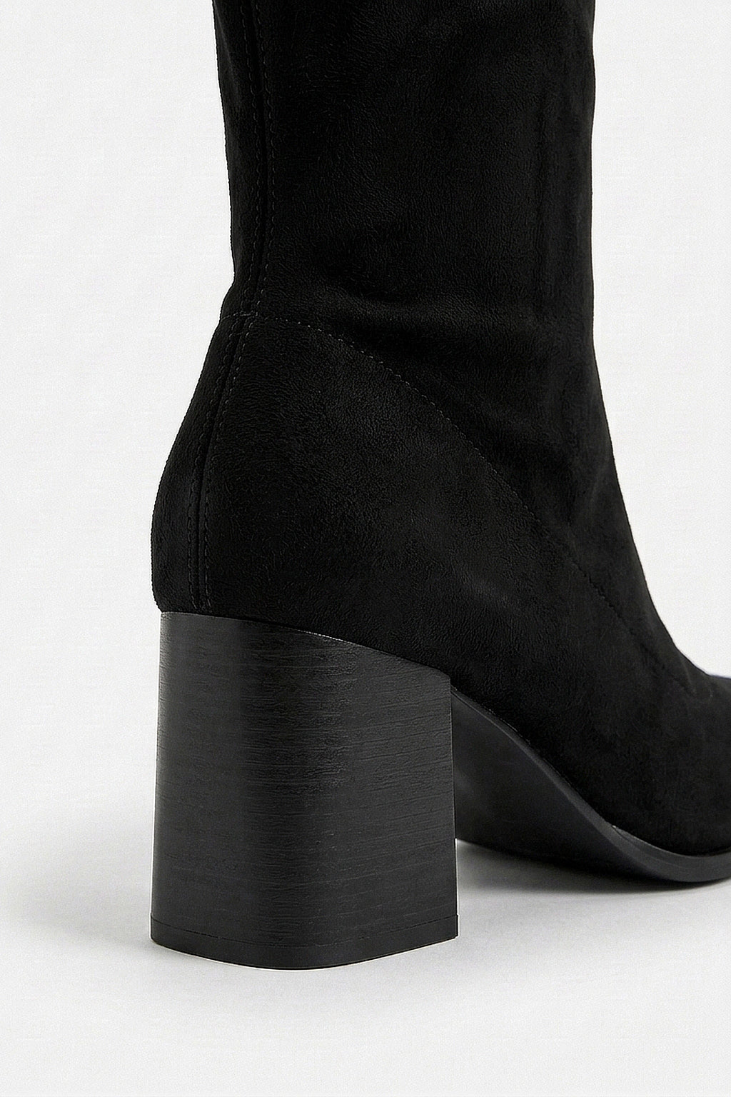 Women's Suede Pointed Toe Knee High Boots with Block Heel