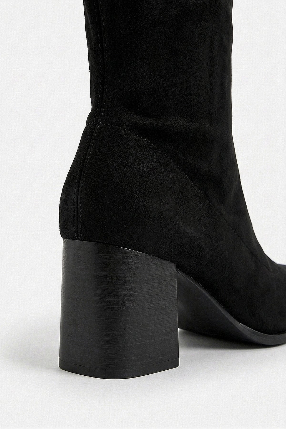 Women's Suede Pointed Toe Knee High Boots with Block Heel