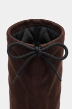 Women’s Winter Chunky Suede Knee High Boots with Drawstring
