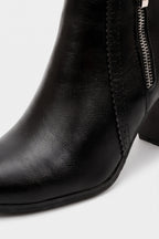 Women's Winter Versatile Leather Ankle Boots Side Zip and Round Toe