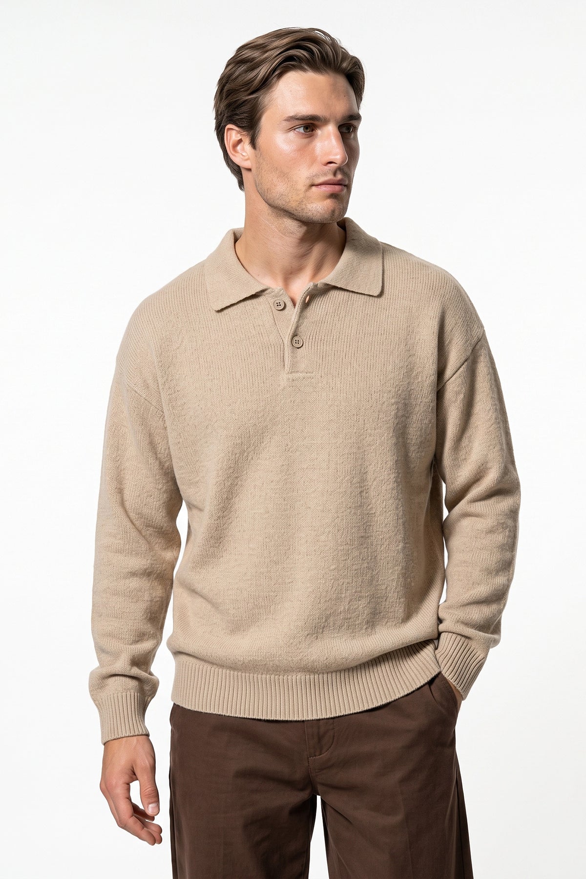 Men's Winter Comfortable Knitted Polo Jumper Relaxed Fit