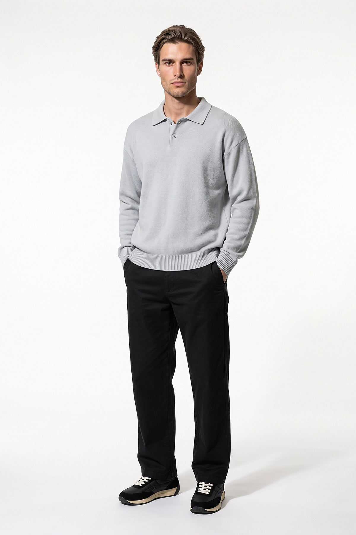 Men's Winter Comfortable Knitted Polo Jumper Relaxed Fit