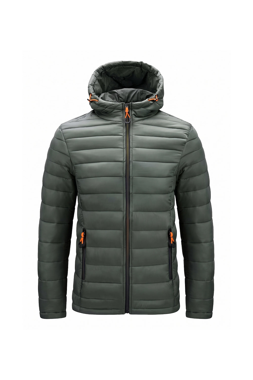 Men’s Winter Warm Hooded Puffer Jacket with Full Zip and Zip Pockets