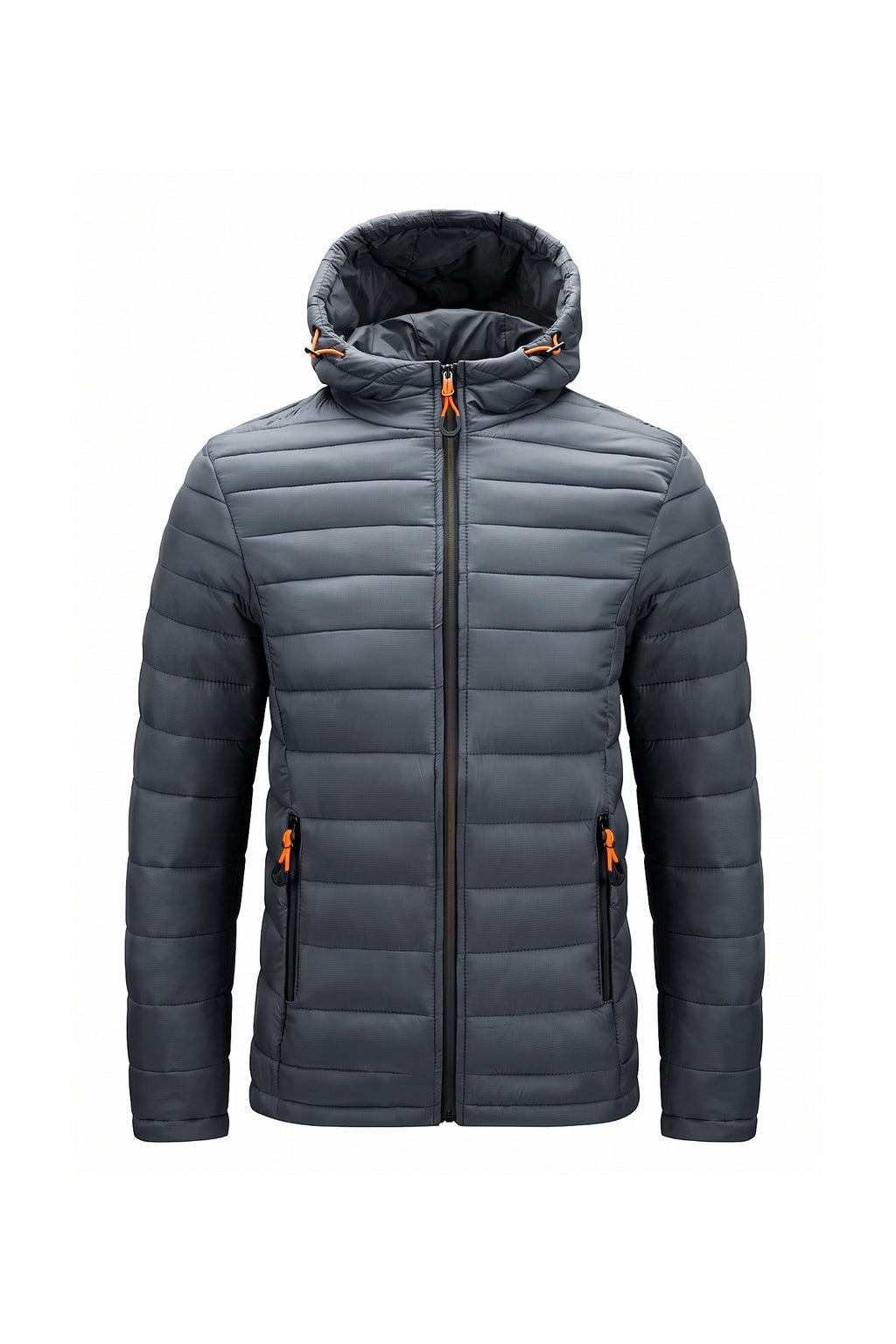 Men’s Winter Warm Hooded Puffer Jacket with Full Zip and Zip Pockets