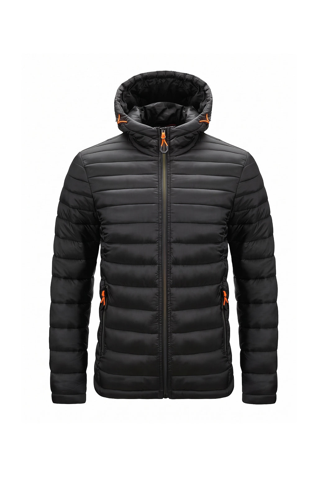 Men’s Winter Warm Hooded Puffer Jacket with Full Zip and Zip Pockets