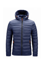 Men’s Winter Warm Hooded Puffer Jacket with Full Zip and Zip Pockets