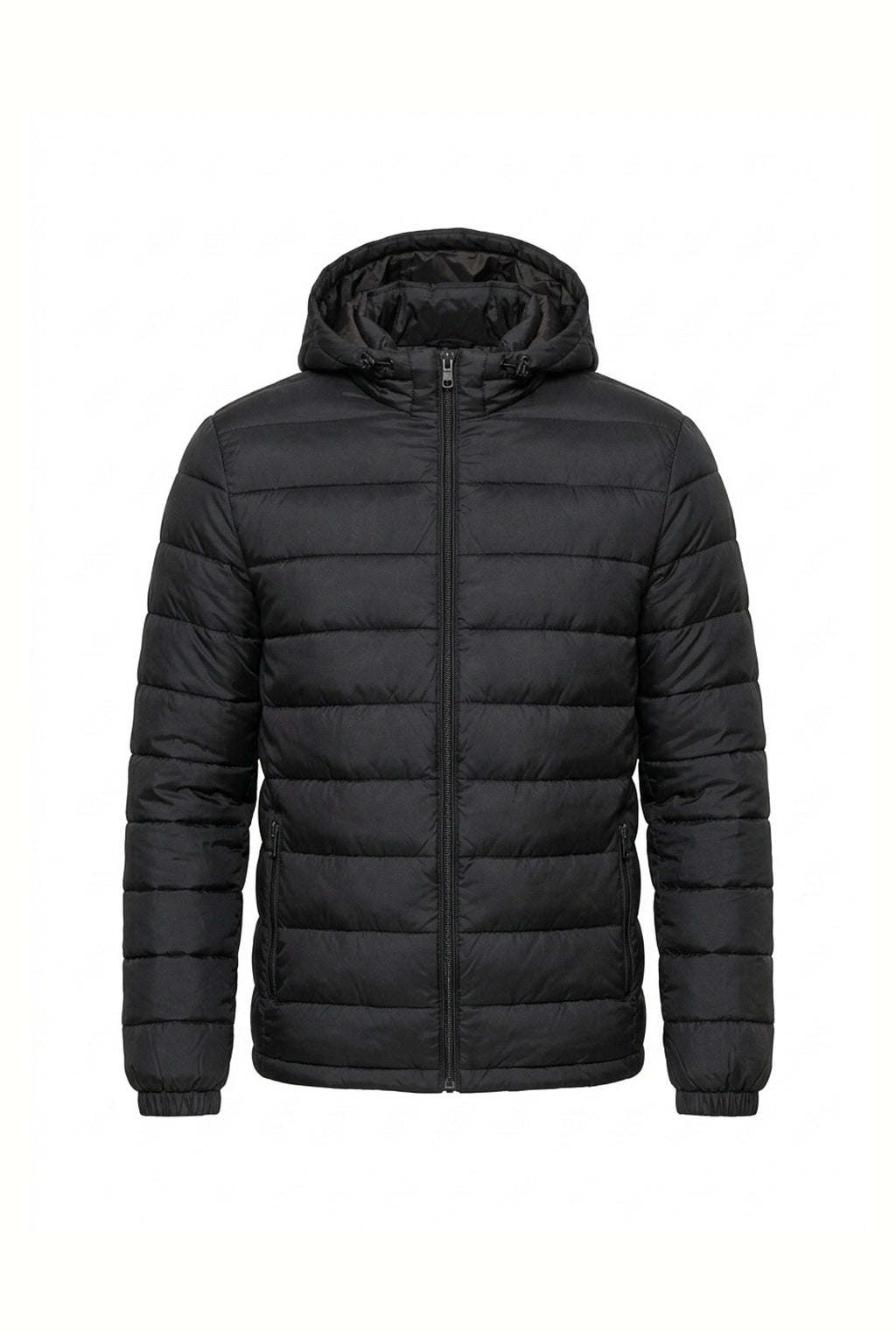 Men's Winter Warm Puffer Jacket with Hood and Zip Pockets