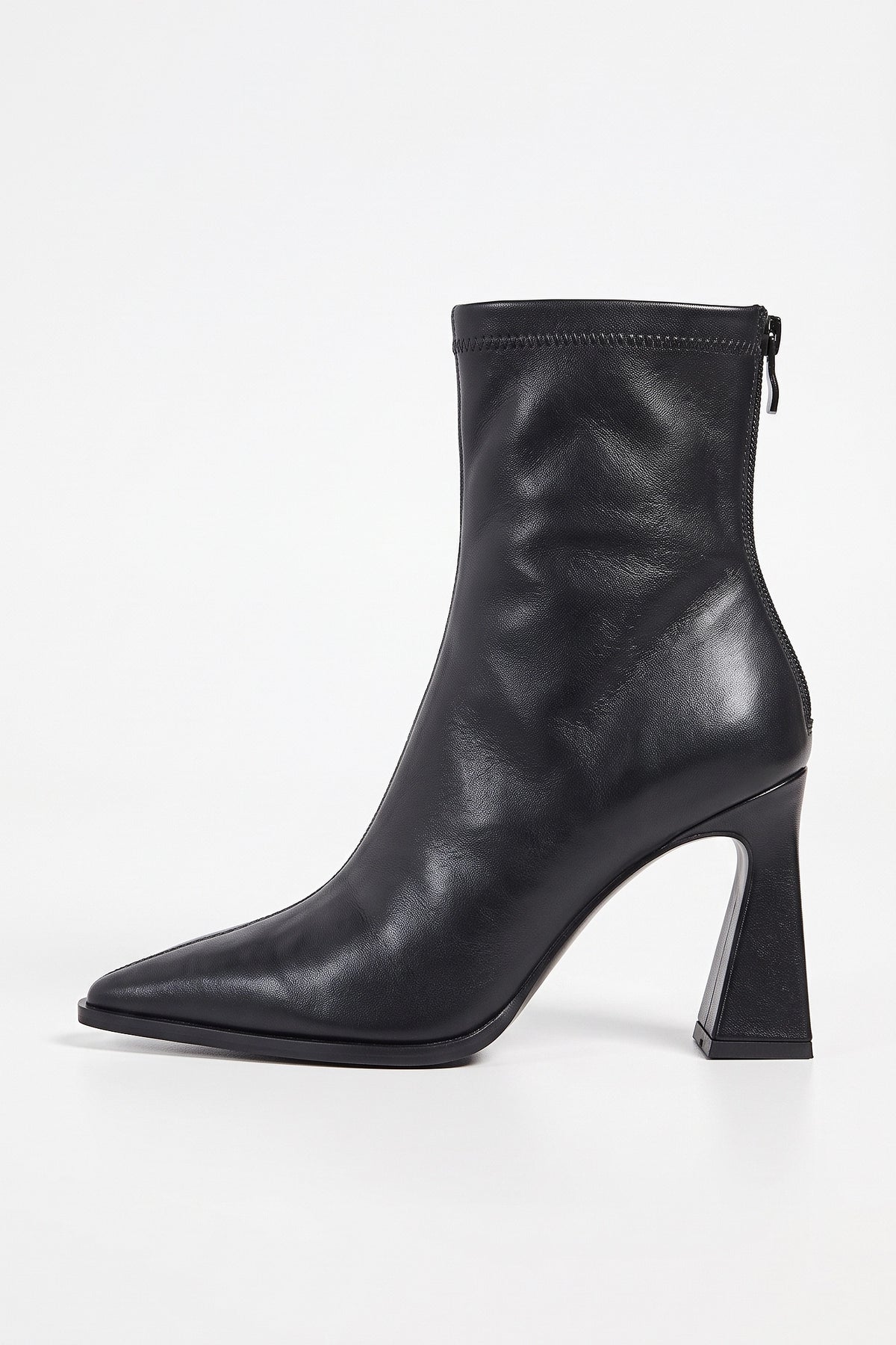 Women's Stylish Leather Ankle Boots Pointed Toe with Flared Block Heel