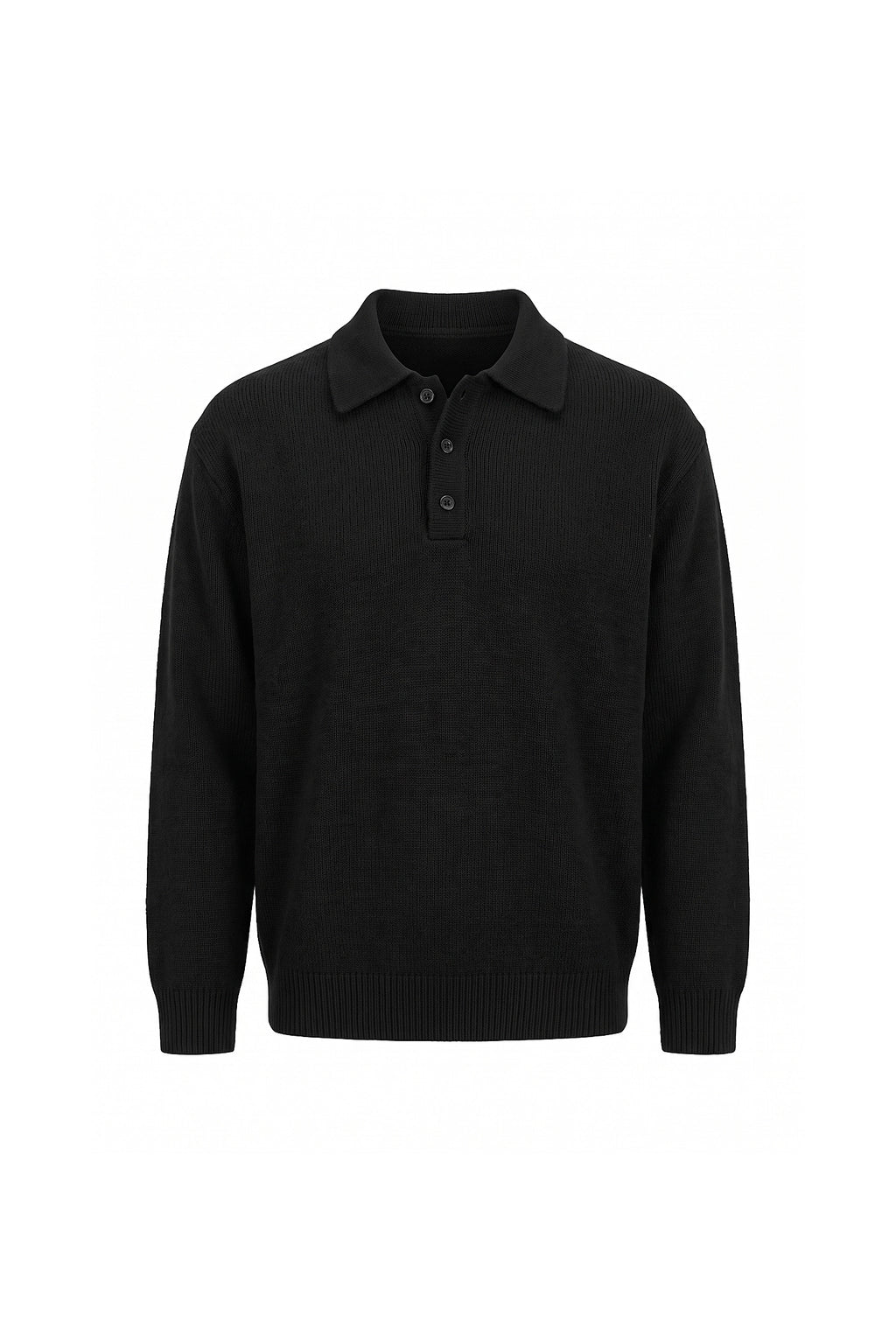 Men’s Winter Cosy Textured Knit Polo Jumper Relaxed Fit