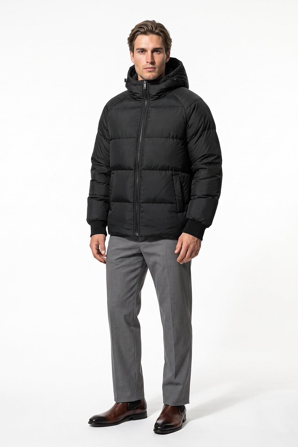 Men’s Winter Warm Hooded Relaxed Fit Puffer Jacket