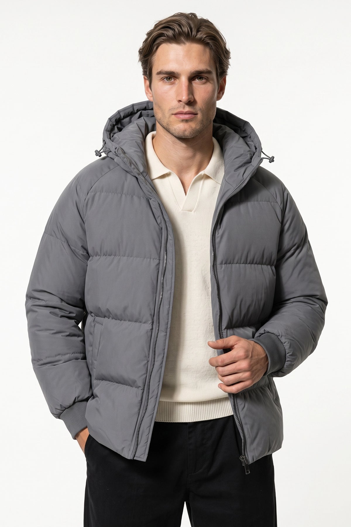Men’s Winter Warm Hooded Relaxed Fit Puffer Jacket