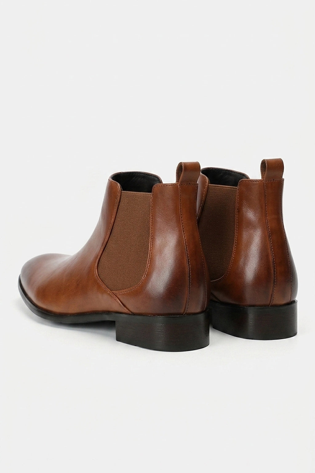 Men’s Comfortable Leather Chelsea Boots Rounded Toe Low Heel