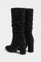 Women’s Winter Suede Slouch Block Heel Knee High Boots