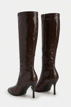 Women's Knee High Boots with Pointed Toe and Stiletto Heel