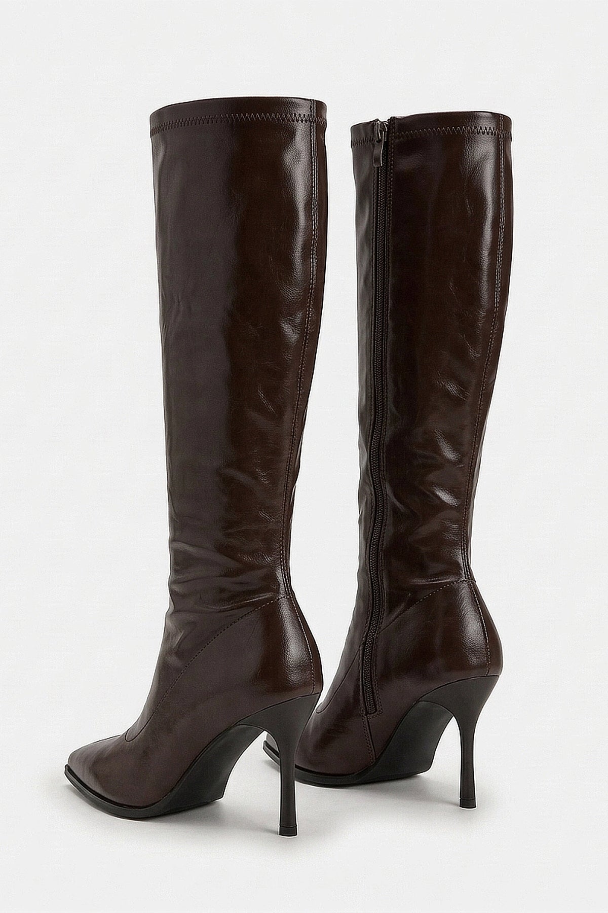 Women's Knee High Boots with Pointed Toe and Stiletto Heel