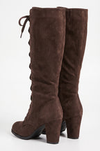 Women's Winter Lace Up Suede Warm Knee High Boots