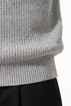 Men's Winter Warm Ribbed Knitted Polo Jumper with Button Neck