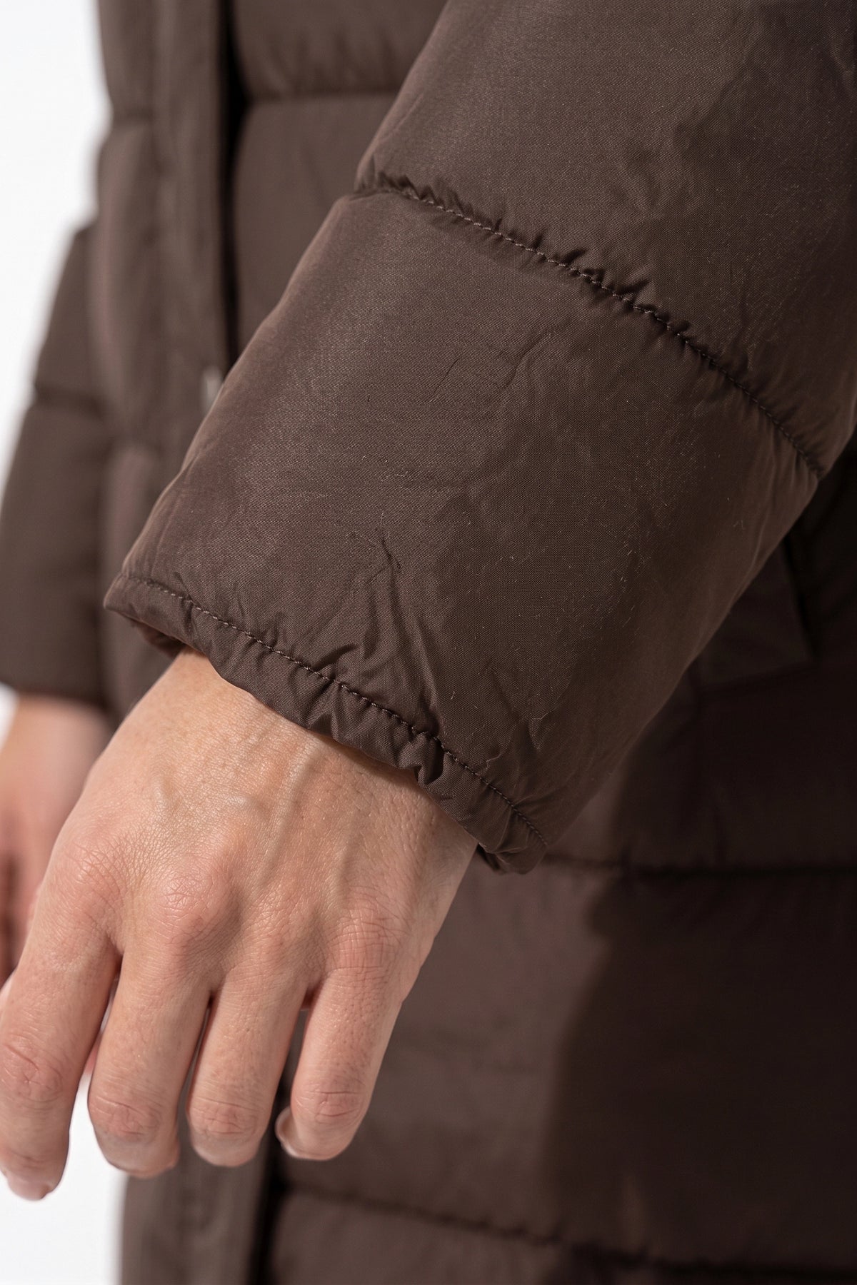 Women's Winter Warm Longline Puffer Coat with Hood and Button Front