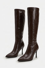 Women's Knee High Boots with Pointed Toe and Stiletto Heel