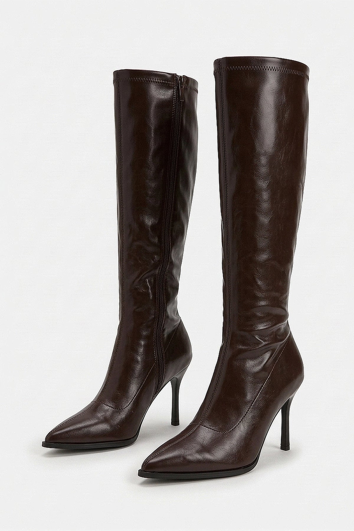Women's Knee High Boots with Pointed Toe and Stiletto Heel