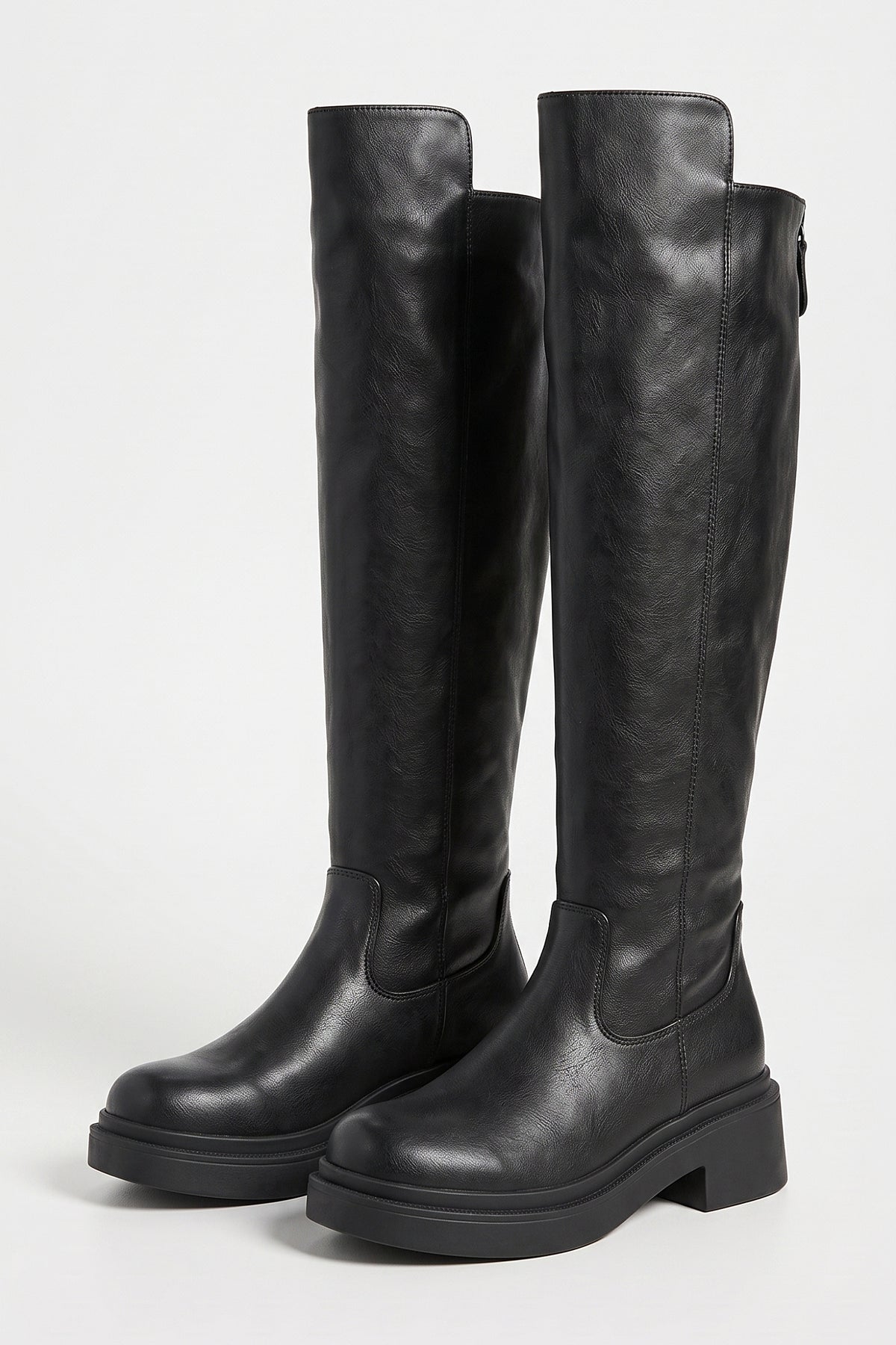 Women’s Winter Chunky Block Heel Knee High Boots with Back Zipper