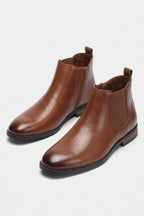 Men's Comfortable Leather Chelsea Boots with Side Zip