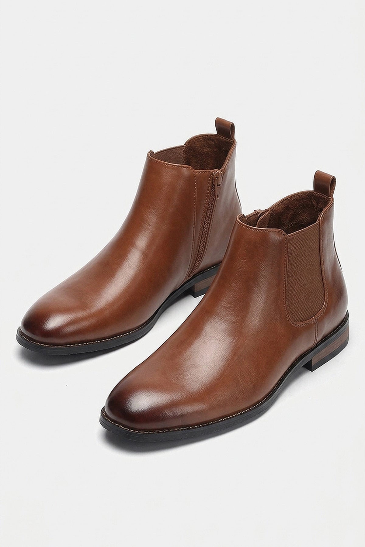 Men's Comfortable Leather Chelsea Boots with Side Zip