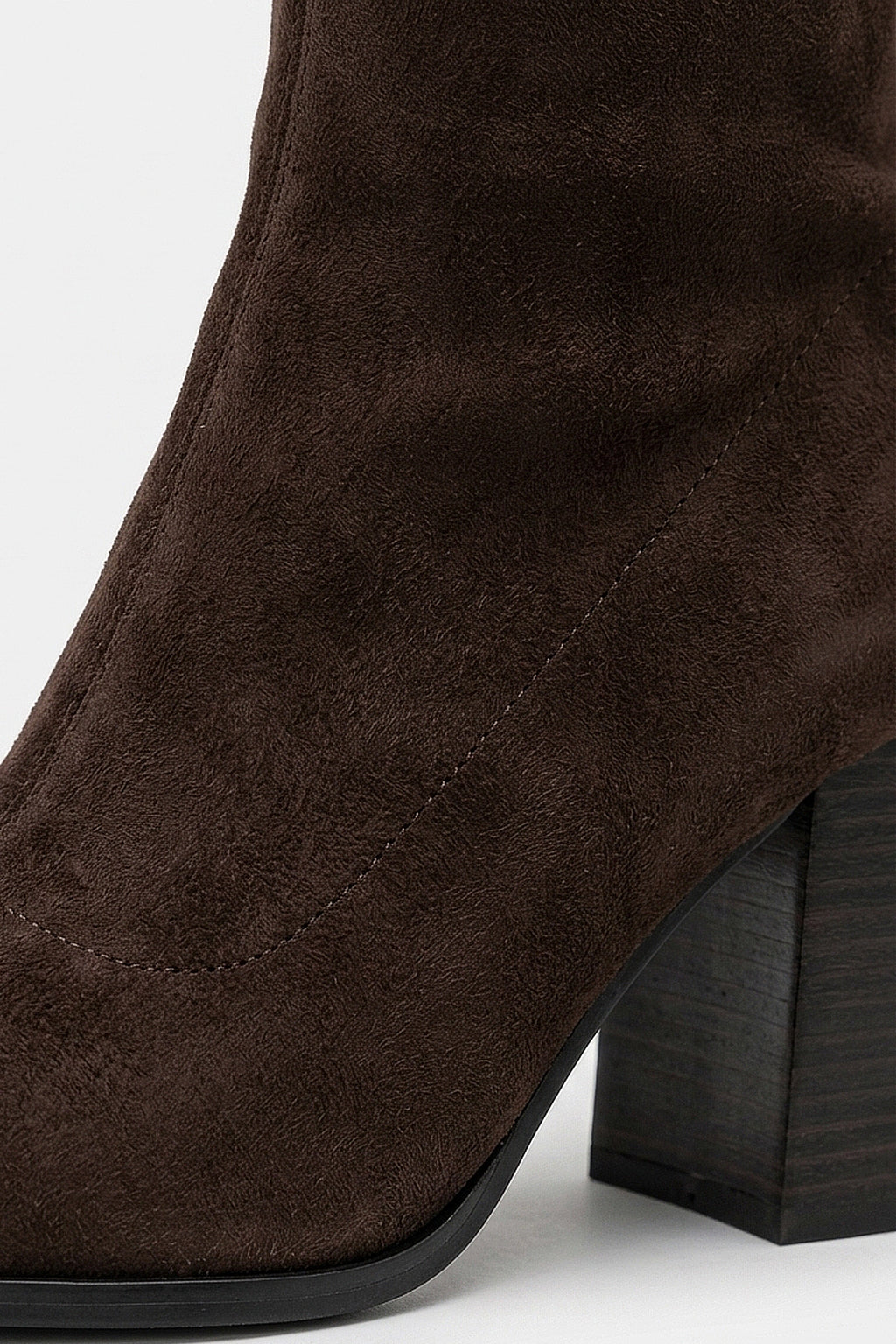 Women's Suede Pointed Toe Knee High Boots with Block Heel